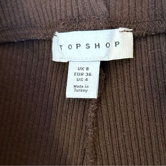 Topshop Patchwork Contrast Flared Pant Multicolored Neutral Ribbed Womens Size 4 - Picture 4 of 12
